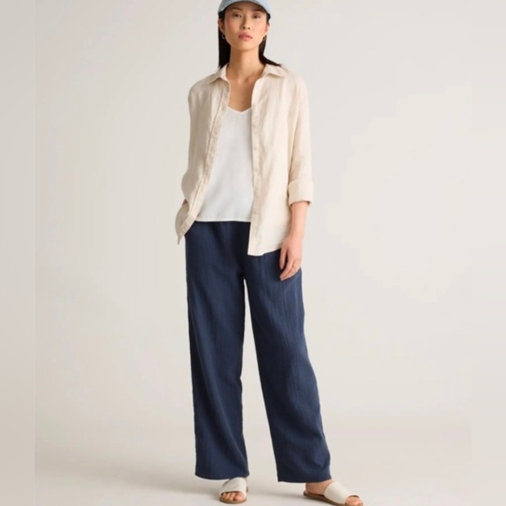 Quince 100% Organic Cotton Straight Leg Pant in Indigo Blue